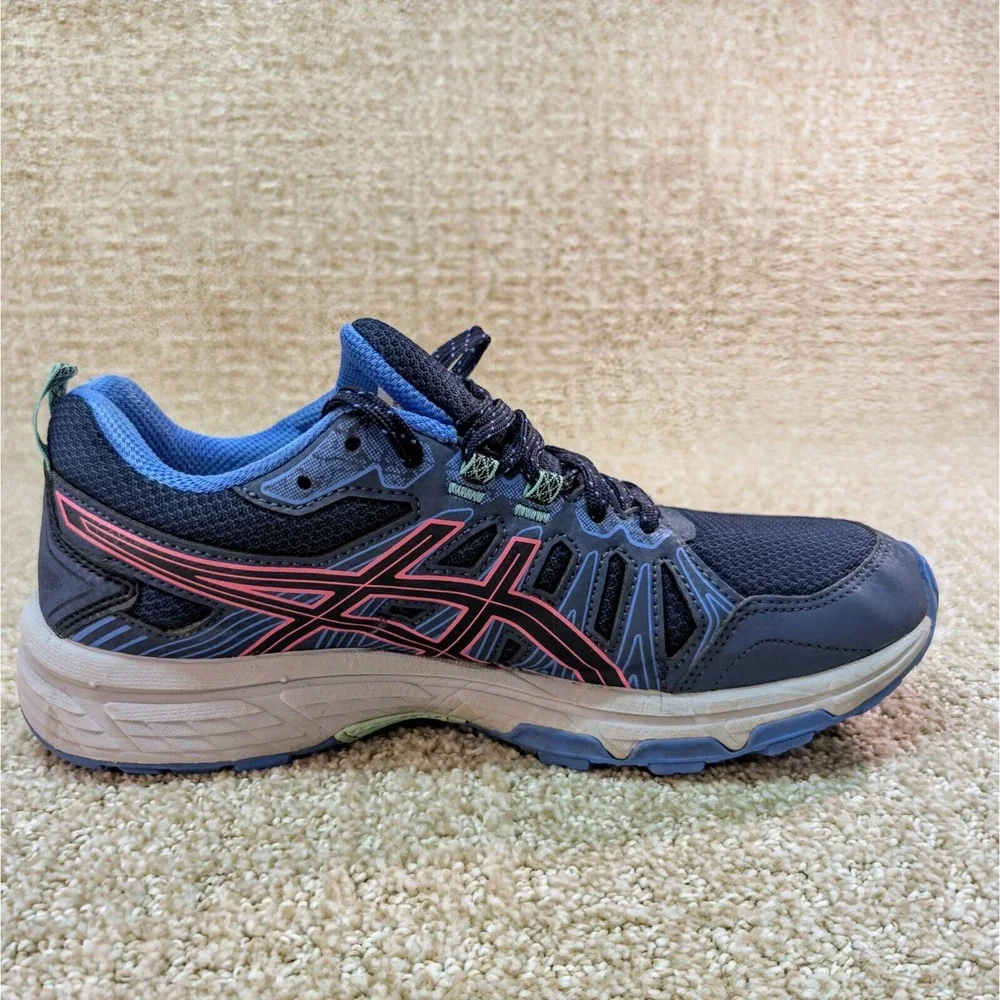 Asics Shoes Gel Venture 7 Womens Running Sneakers Blue Pink D12A476